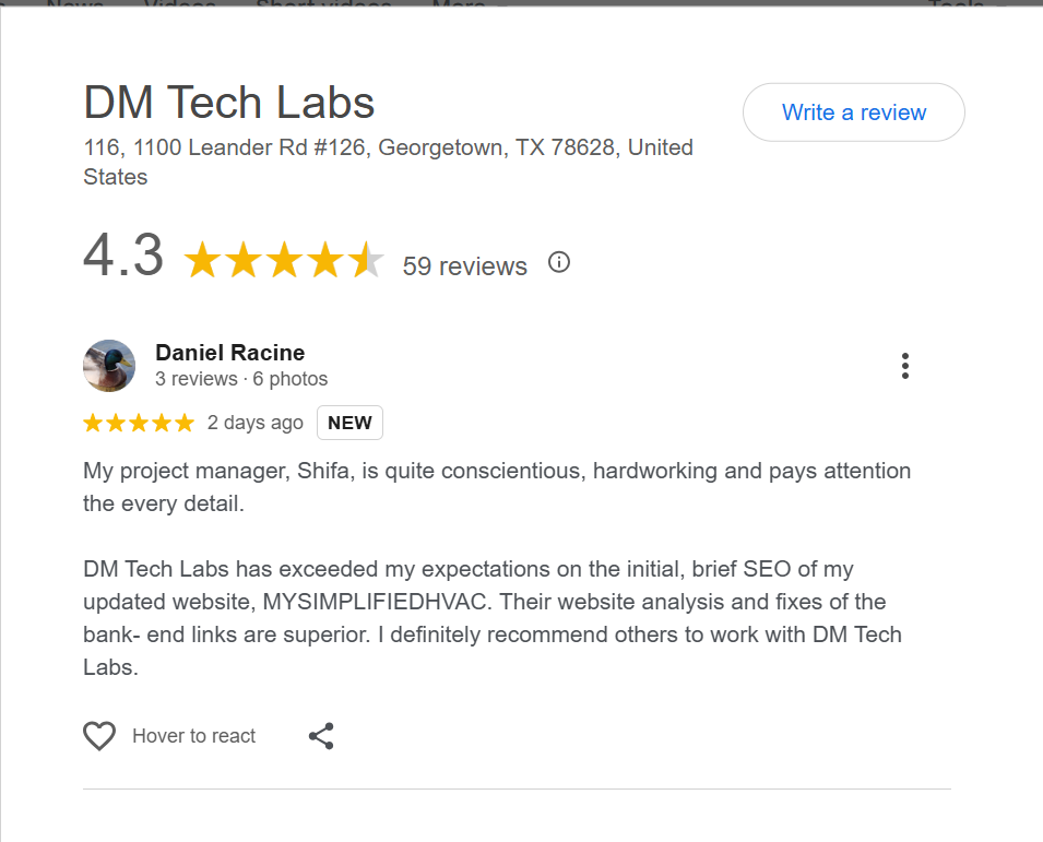 Client Review - Google